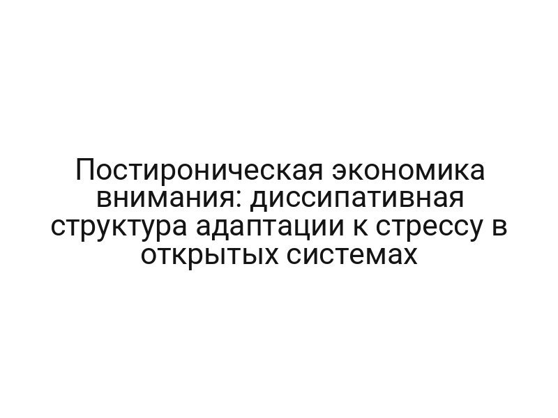 Постироническая экономика внимания: диссипативная структура адаптации к стрессу в открытых системах